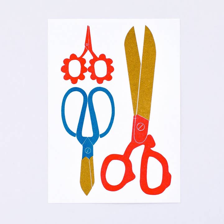 Scissors mini Risograph for wholesale by Lisa Congdon Art & Illustration