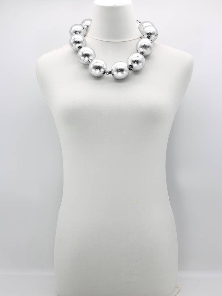 Giant size recycled wood beads - Hand gilded Solid Colour for wholesale by Jianhui London