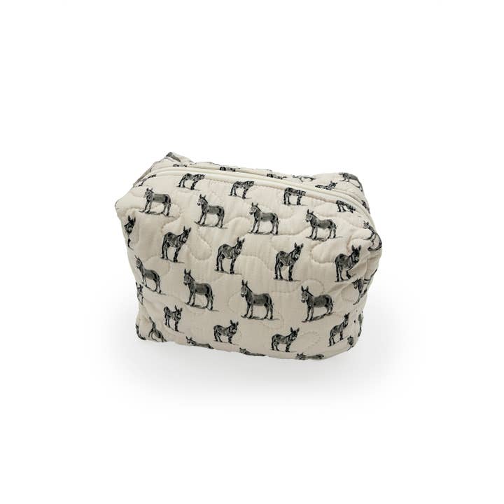 Ida Mae Home - Wholesale Makeup/Cosmetic Bag - Donkey Icon Linen/Black Quilted Makeup Bag1