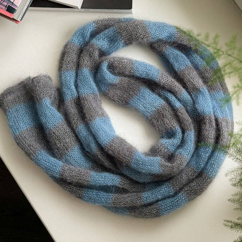 alberalkirk - Wholesale Scarf - Women's - Mohair Blend Long Loop Scarf Striped Pattern  M5A08210