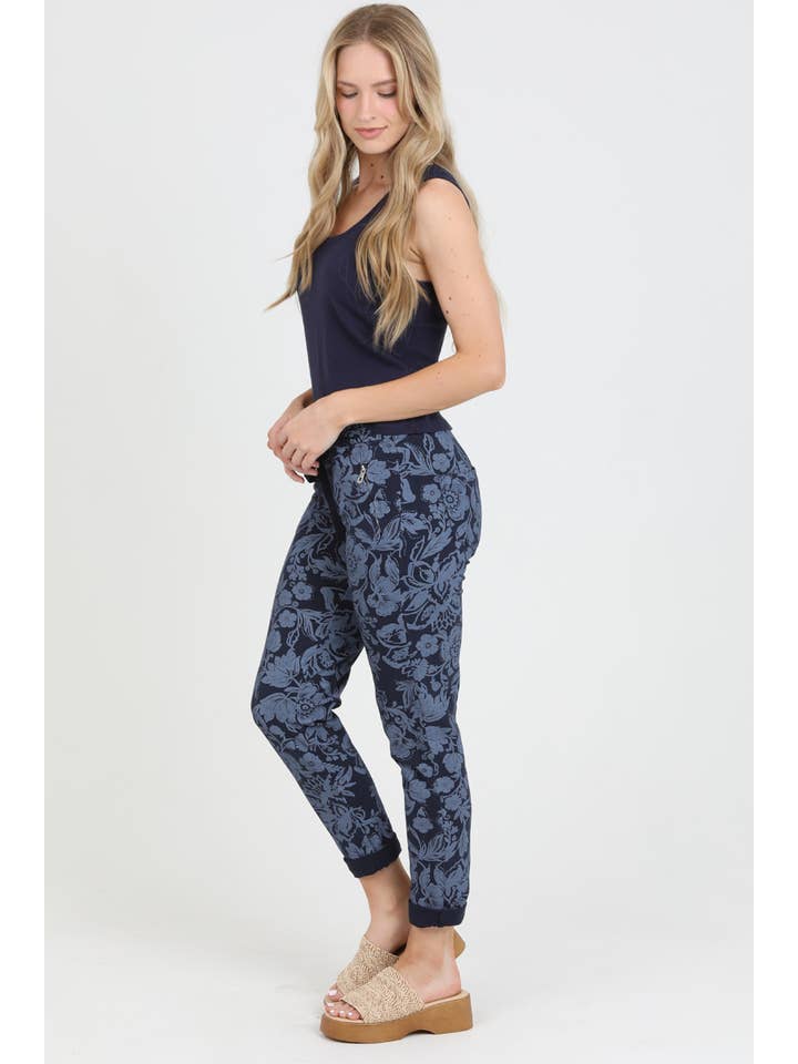 Nostalgia - Wholesale Pants - Women's - NP746-BW74 FLORAL PRINT JOGGER PANTS5
