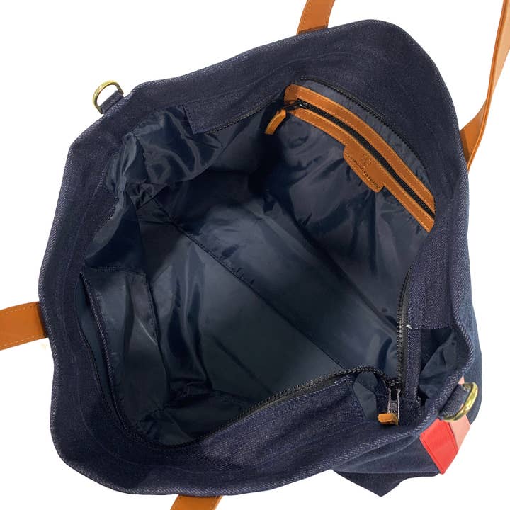 Manhattan Tote Denim with hot pink/light pink for wholesale on Faire3