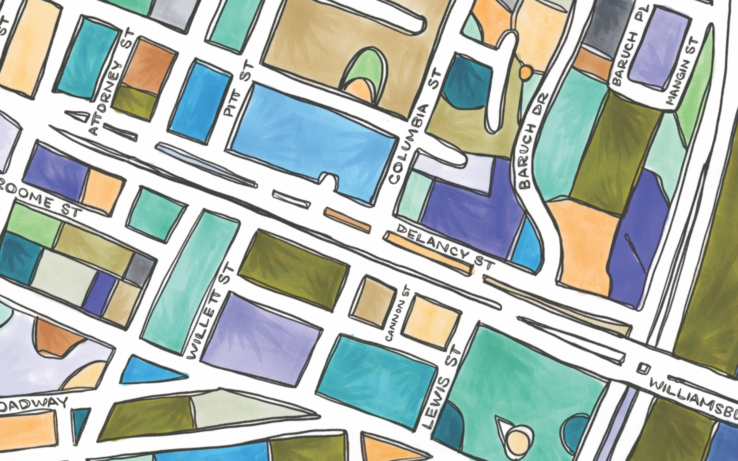 Terratorie Maps + Goods - Wholesale Kunstprint - Lower East Side Kaart-art Afdrukken1