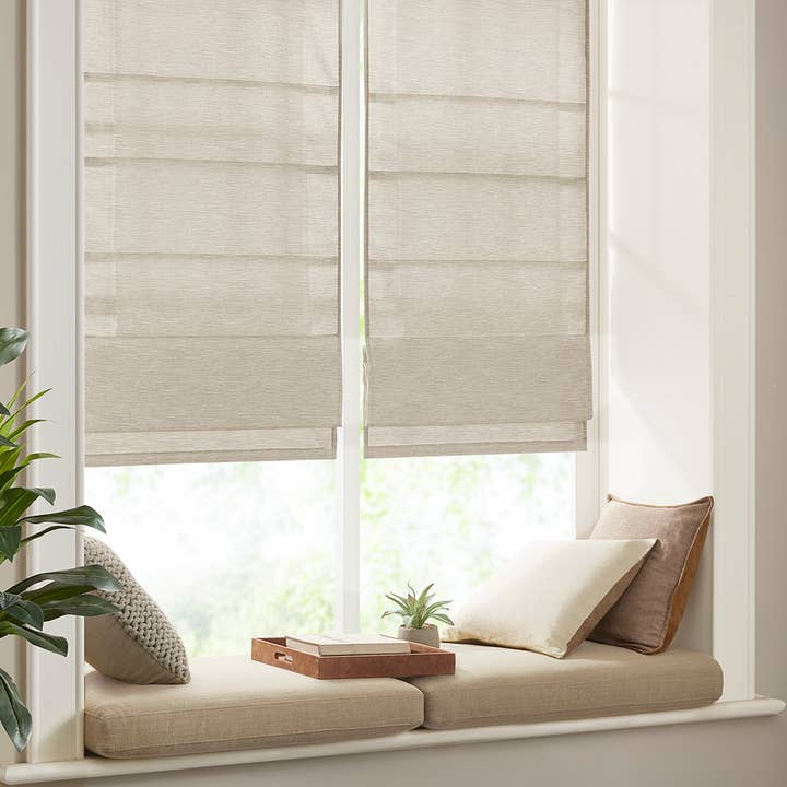 Faux Silk Cordless Roman Shade, Ivory for wholesale by Olliix