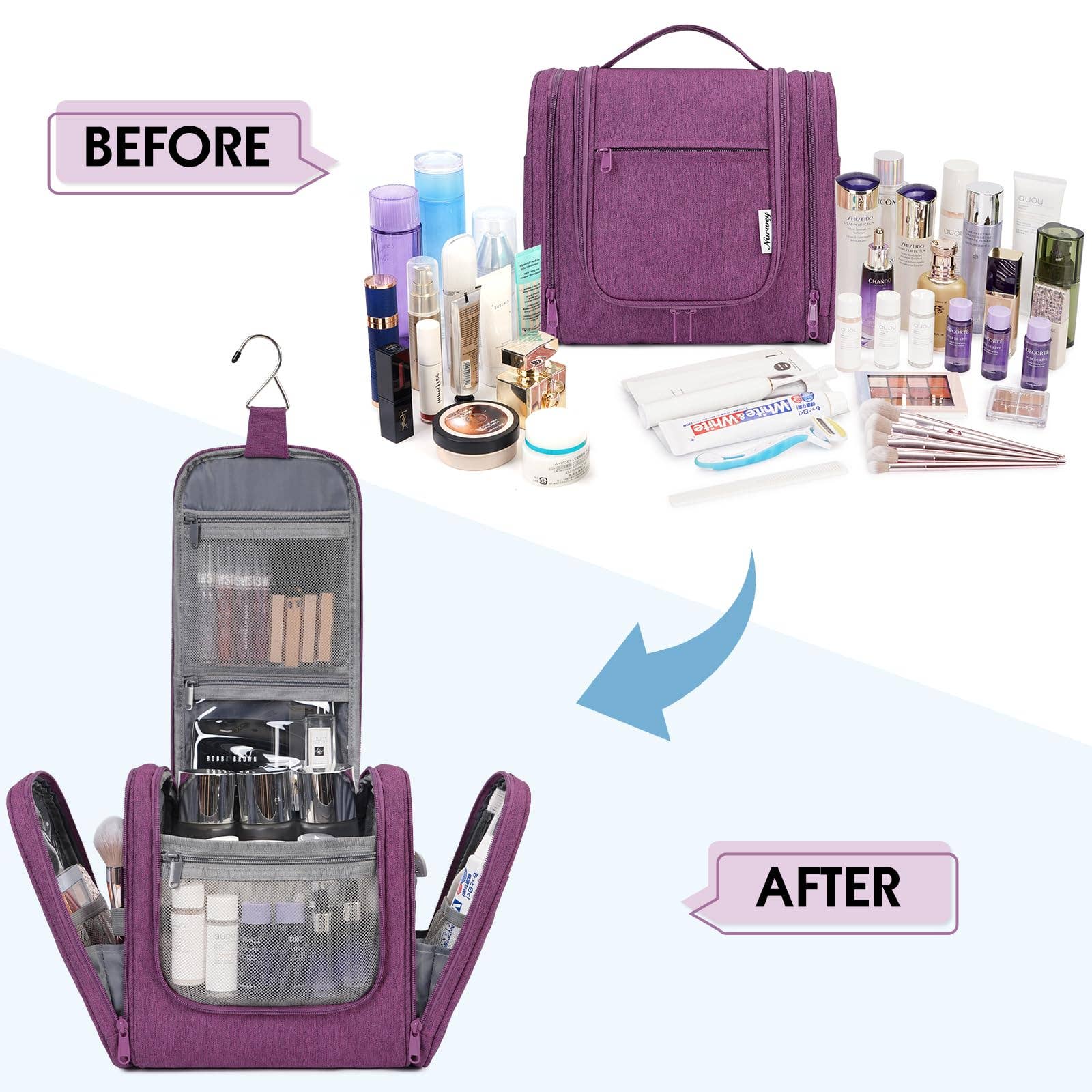 NARWEY INC - Wholesale Toiletry Bag - Women's - Hanging Toiletry Makeup Bag With compartment15