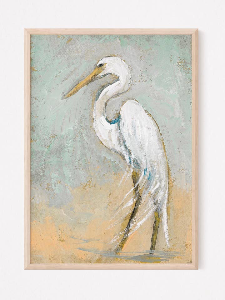 Ellabell, an Egret Vertical Print for wholesale by Amanda Wathen Fine Art