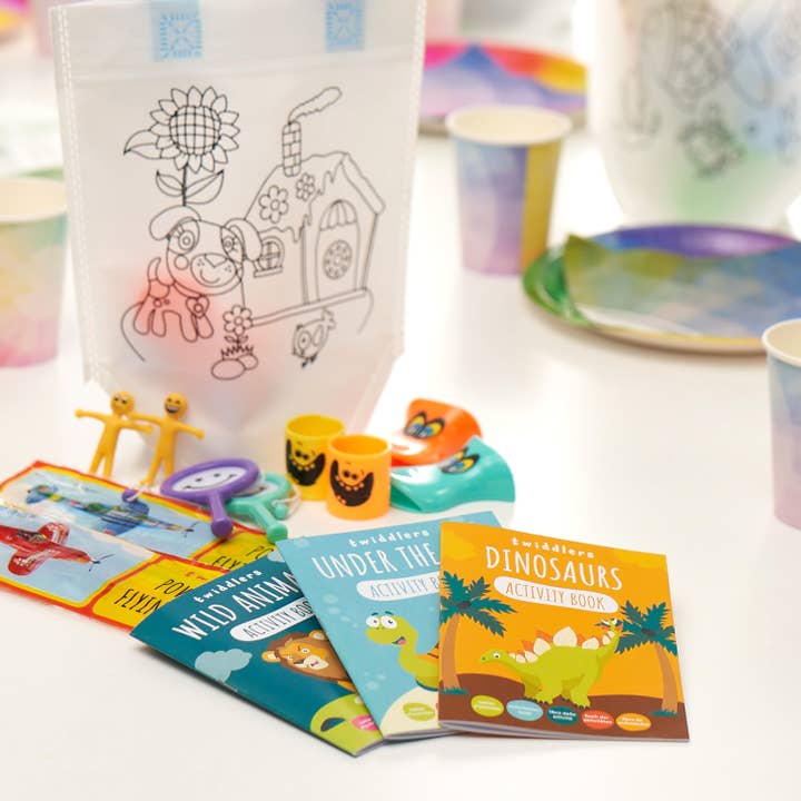 The Twiddlers - Venta al por mayor Libro para colorear y cuaderno de actividades - Niños y bebés - Pack de 24 minilibros para colorear, dinosaurios de safari y animales marinos1
