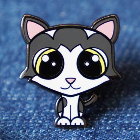 Anstecker aus Emaille mit niedlichem Katzenmotiv, Luigi The Cat für den Großhandel von Paw-pins