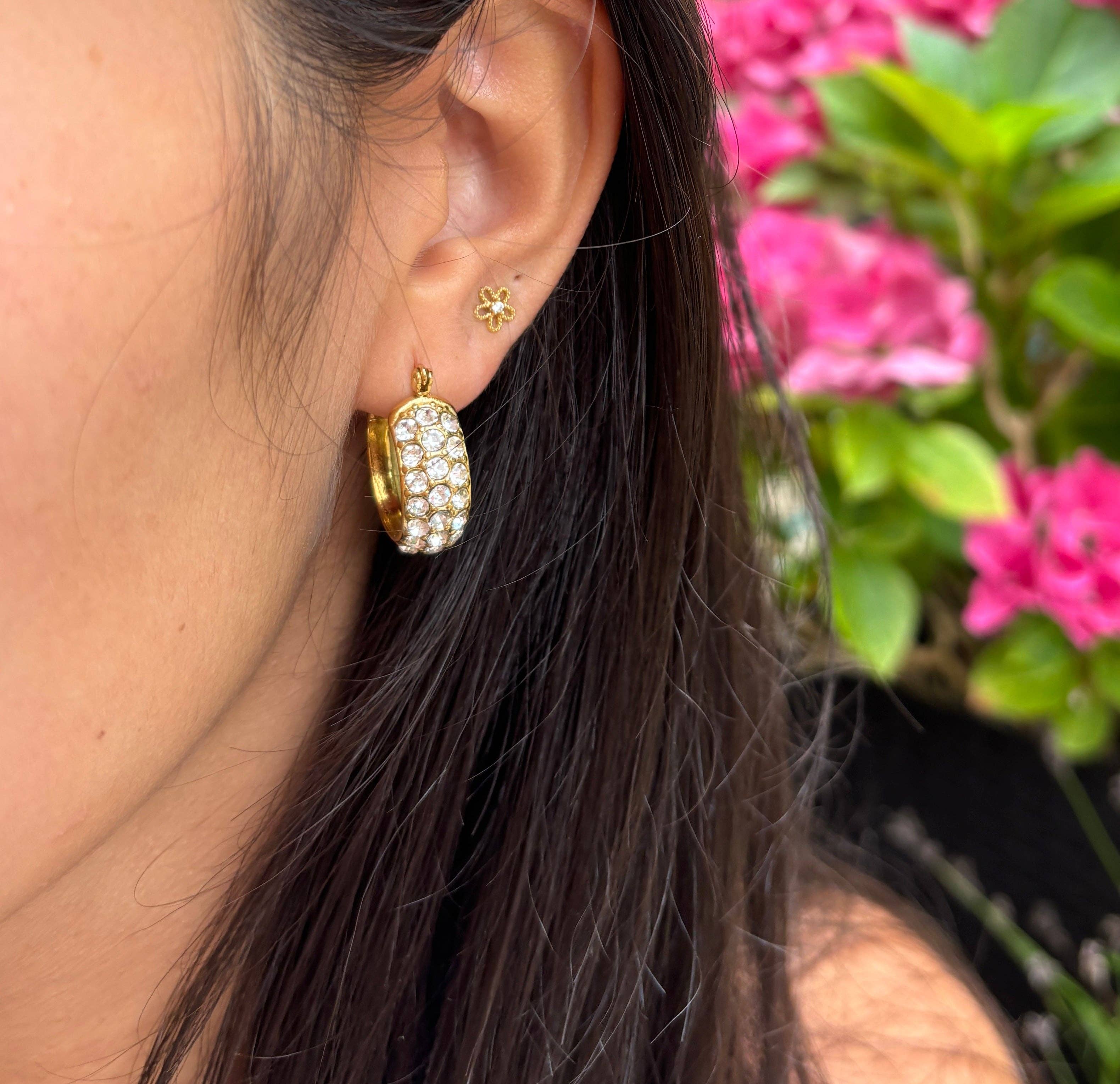 Ocean Ripples - Wholesale Hoop Earrings - 18ct Gold Plated Cubic Zirconia Hoop Earrings1