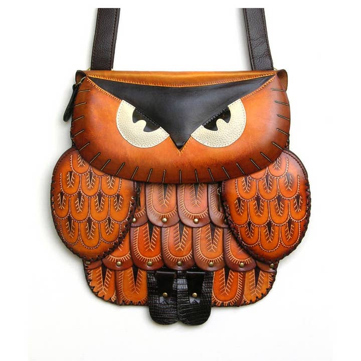 Handmade Leather Owl Handbag purse for wholesale by Sunflower Handmade leather inc
