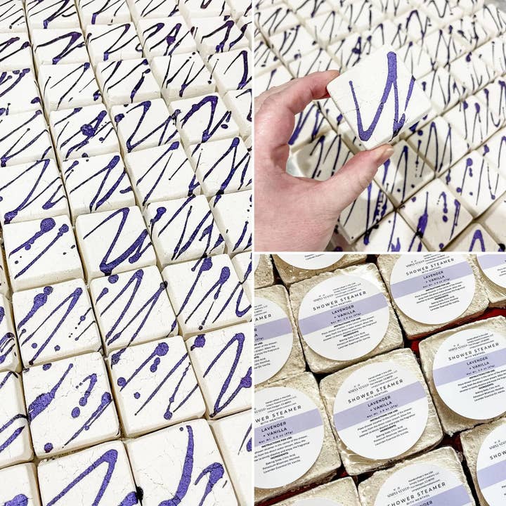Lavender + Vanilla Shower Steamers (3-Pack) for wholesale by Simply Stated Bath & Body