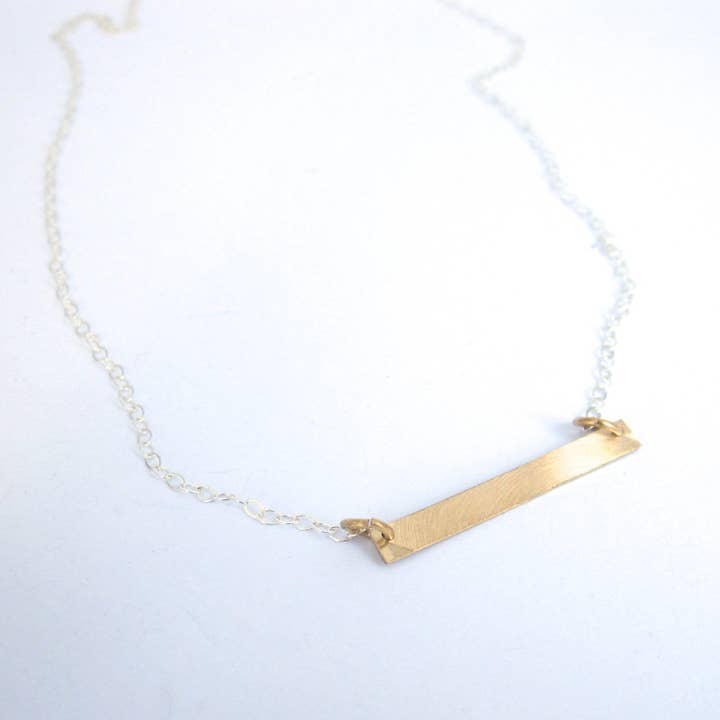 Flachstab-Halskette aus Sterlingsilber/Messing im modernen Stil für den Großhandel von Virginia Wynne Designs