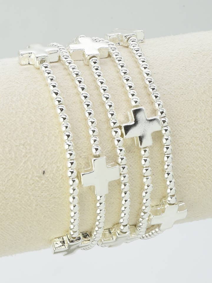 CB2259 5 Piece Cross Beaded Bracelet Set for wholesale by MiMi Wholesale