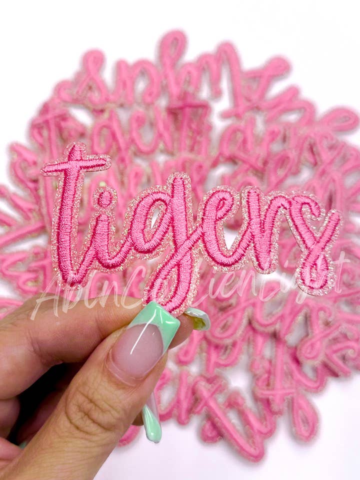 tigers script letter preppy mascot trucker hat patch iron on for wholesale by ABLNco