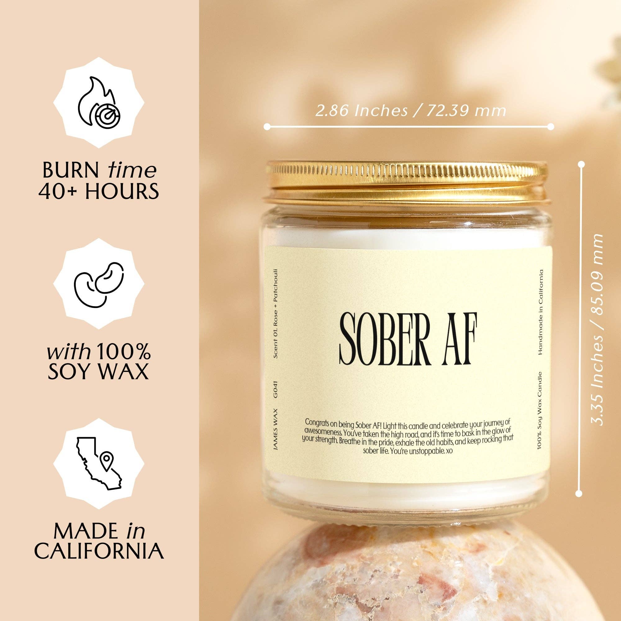 James Wax - Wholesale Jar/Filled Candle - Sobriety Celebrating Sobriety Sober AF Candle G0413