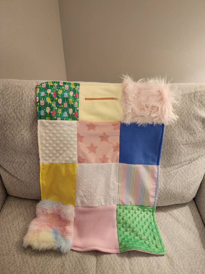 Sensory Blanket- Pickleball Preppy Theme fidget lap blanket Dementia for wholesale by Peek A Boo Plush