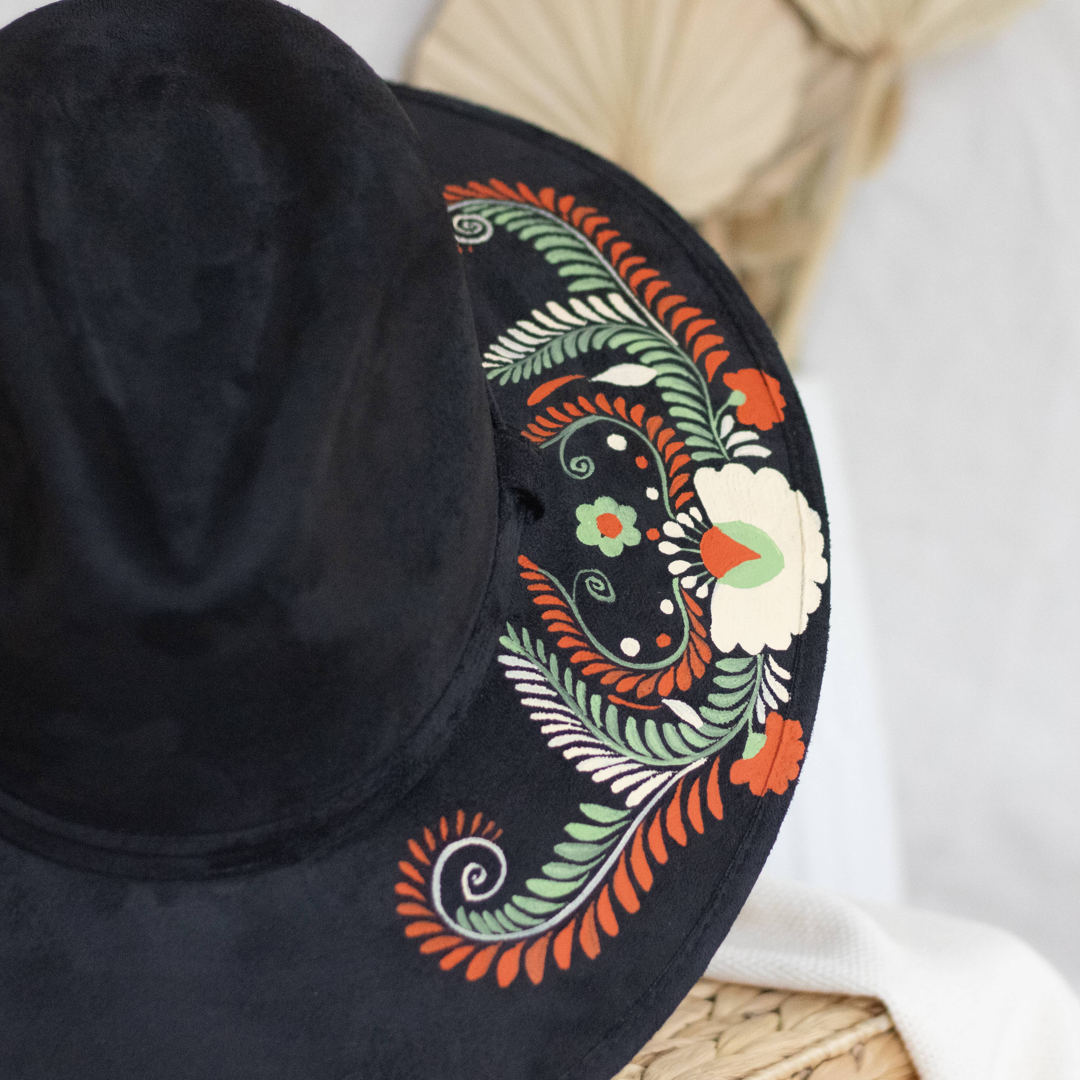 Origin Mexico - Wholesale Hat Accessory - Women's - Pilar Hand Painted Western Boho Hat - Fall Colors 3