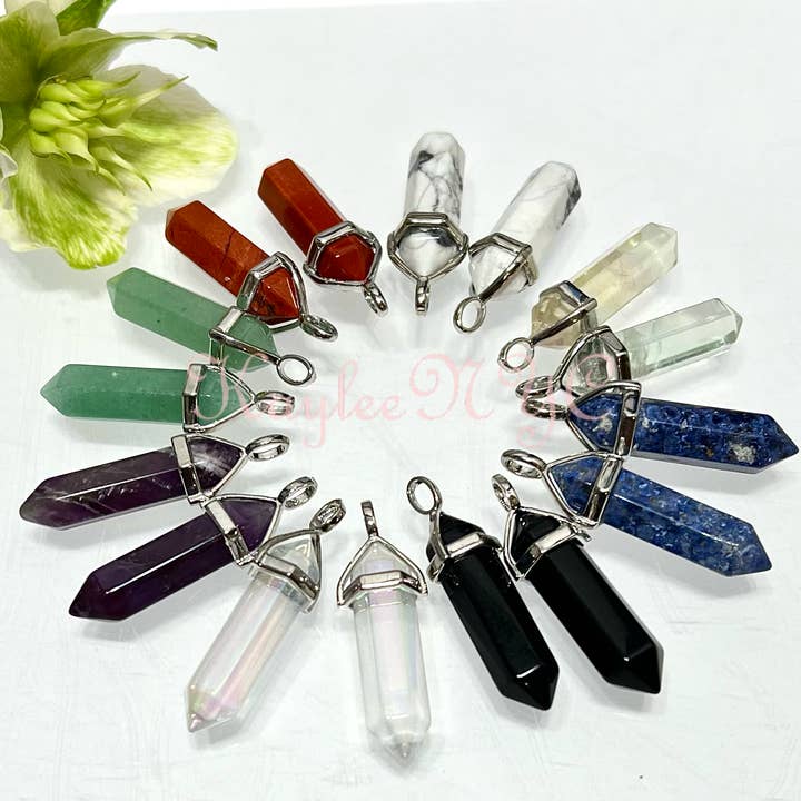 KayleeNYC - Wholesale Spiritual Stone/Crystal - Natural Mixed Crystal Angel Aura & Red Jasper Pendants1