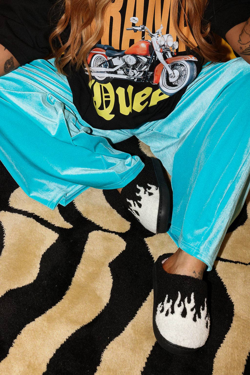 Burnt Toast - Wholesale Pants - Women's - Cold Burn Blue Velvety Wide Leg Trousers6