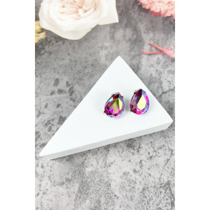 JHP Collection - Wholesale Stud/Post Earrings - TEAR DROP CRYSTAL OVAL STUD EARRING8