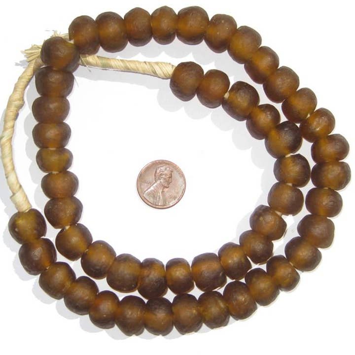 Perles de verre recyclé couleur ambre 14 mm pour la vente par The Bead Chest