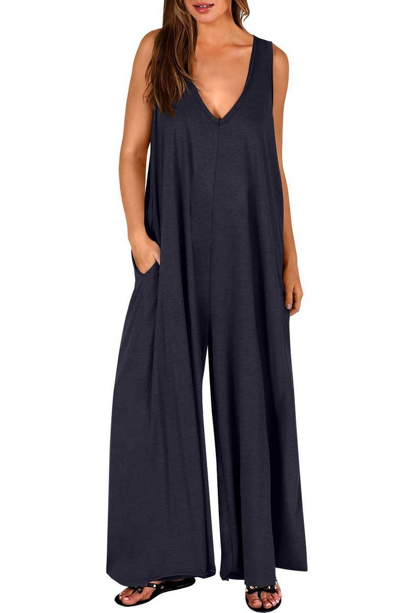 NINEXIS - Wholesale Jumpsuit - Women's - CWSJS0719_SOLID COLOR CASUAL LOOSE POCKET JUMPSUIT5