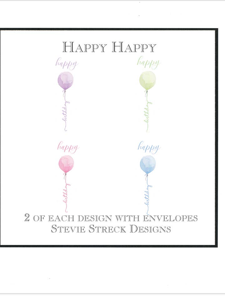 Cartes de correspondance dans une boîte - GBN132W Happy Happy pour la vente par Stevie Streck Designs