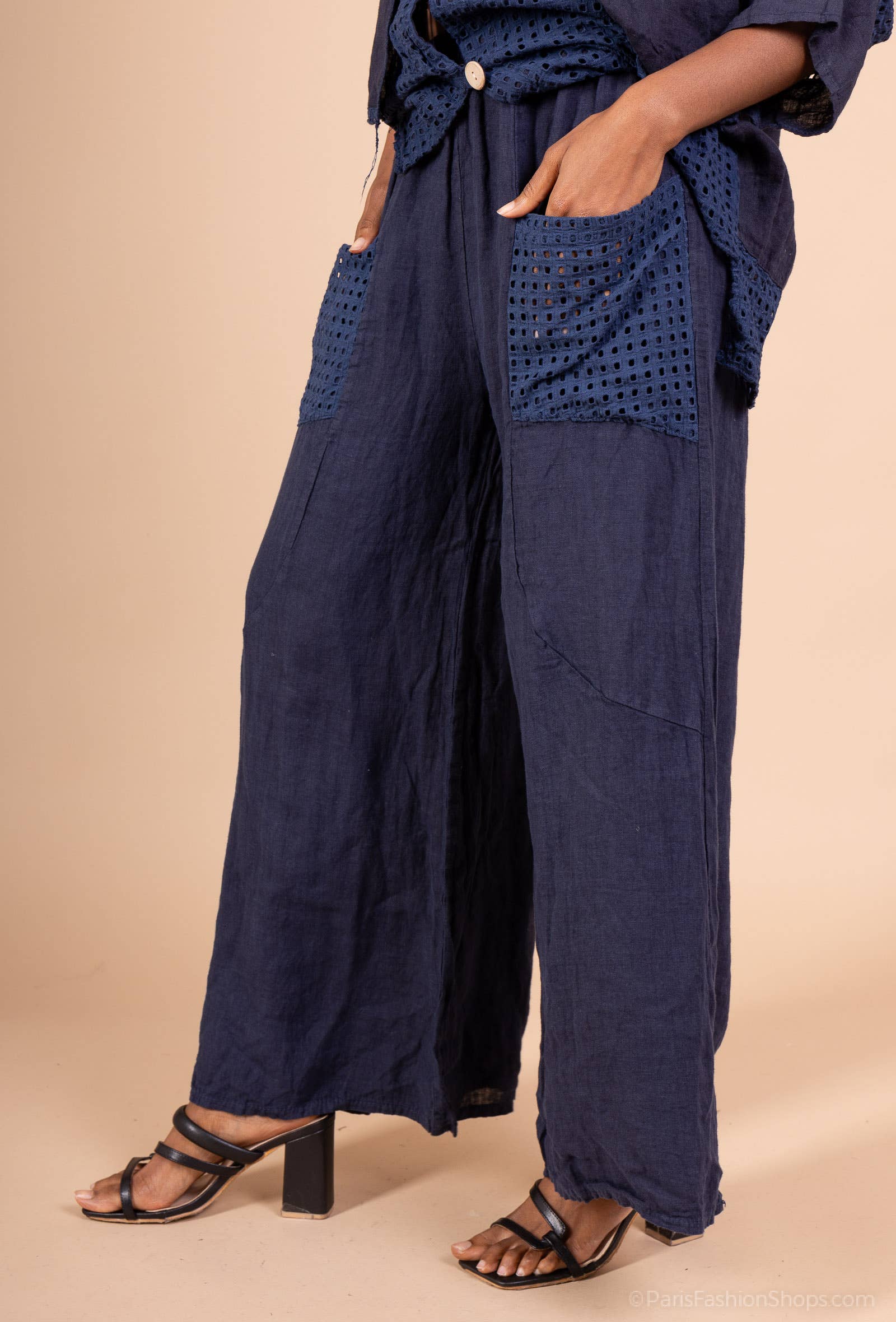 Shyloh - Wholesale Pants - Women's - Linen Trousers with Openwork Pockets 2058015