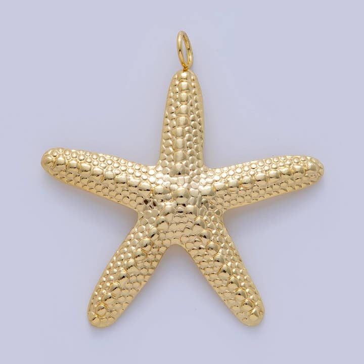 Aim Eternal - Vendita all'ingrosso Ciondolo/pendente - Ciondolo Minimalista a Stella Marina Testurizzata a Punti in Oro Riempito 18K 55mm | AF3170