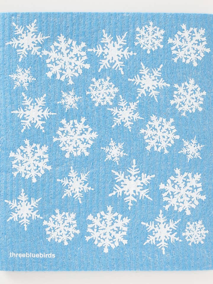 Snowflakes Swedish Dishcloth for wholesale by Three Bluebirds Swedish Dishcloths