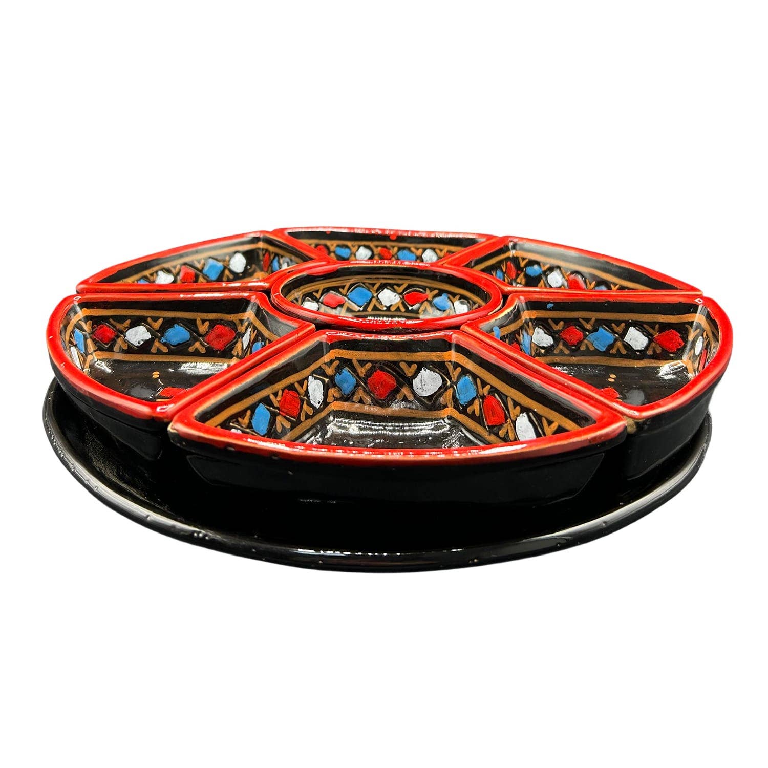 Etnico del Mondo - Wholesale Appetizer Serveware - Round Appetizer Dish in Hand-Painted Tunisian Ceramic #44