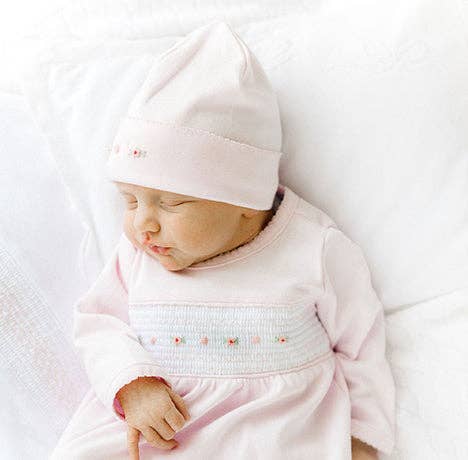 Pink Baby Girl`s Smocked Flower Gown and Hat for wholesale on Faire1