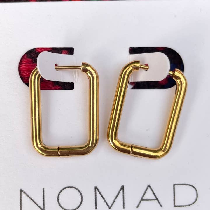 Rectangle (round edges) Modern Hoop Earrings for wholesale by Nomad Artisan Company