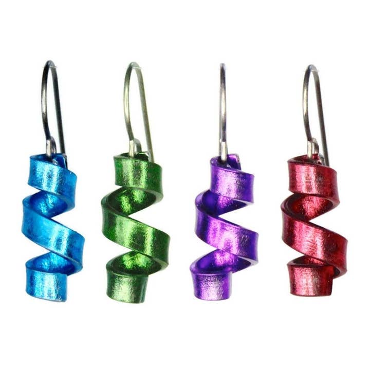 Streamer colorful spiral earrings for wholesale by Tactile Melodies