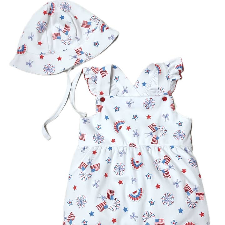 Ensemble barboteuse et chapeau Star Spangled Banner pour fille pour la vente par Marco and Lizzy