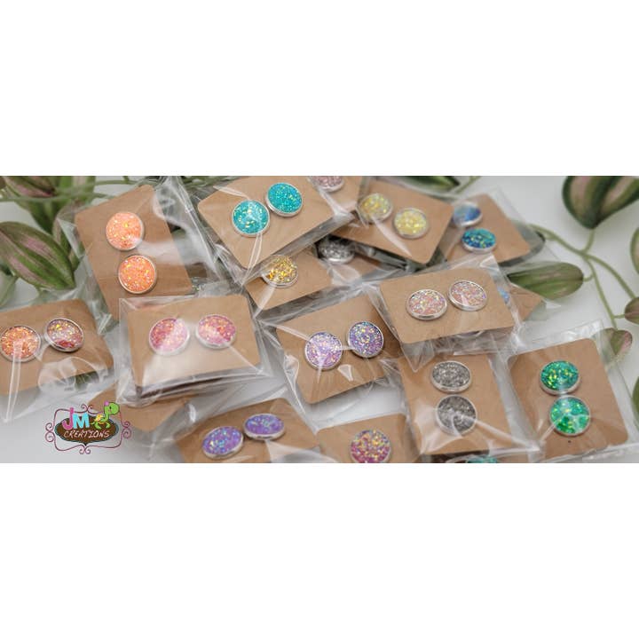 12mm Druzy Stud Earrings, Gift for Her, Hypoallergenic, Glit for wholesale by JMCreationsNC