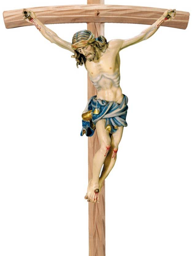 Baroque Crucified Christ Hand-Carved in Wood from Val Gardena for wholesale by Dolfi
