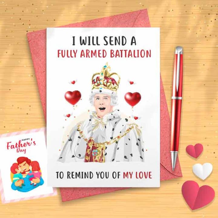 Divertente Biglietto per la Festa del Papà Re Giorgio - Biglietto per Papà 1 per la vendita all'ingrosso da parte di VenusArtsShop