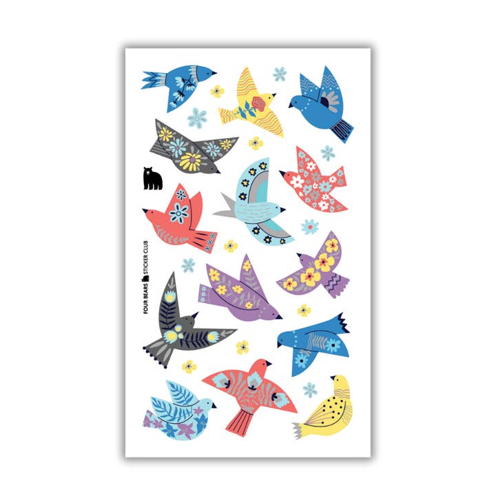 Blooming Birds for wholesale by Four Bears Sticker Club