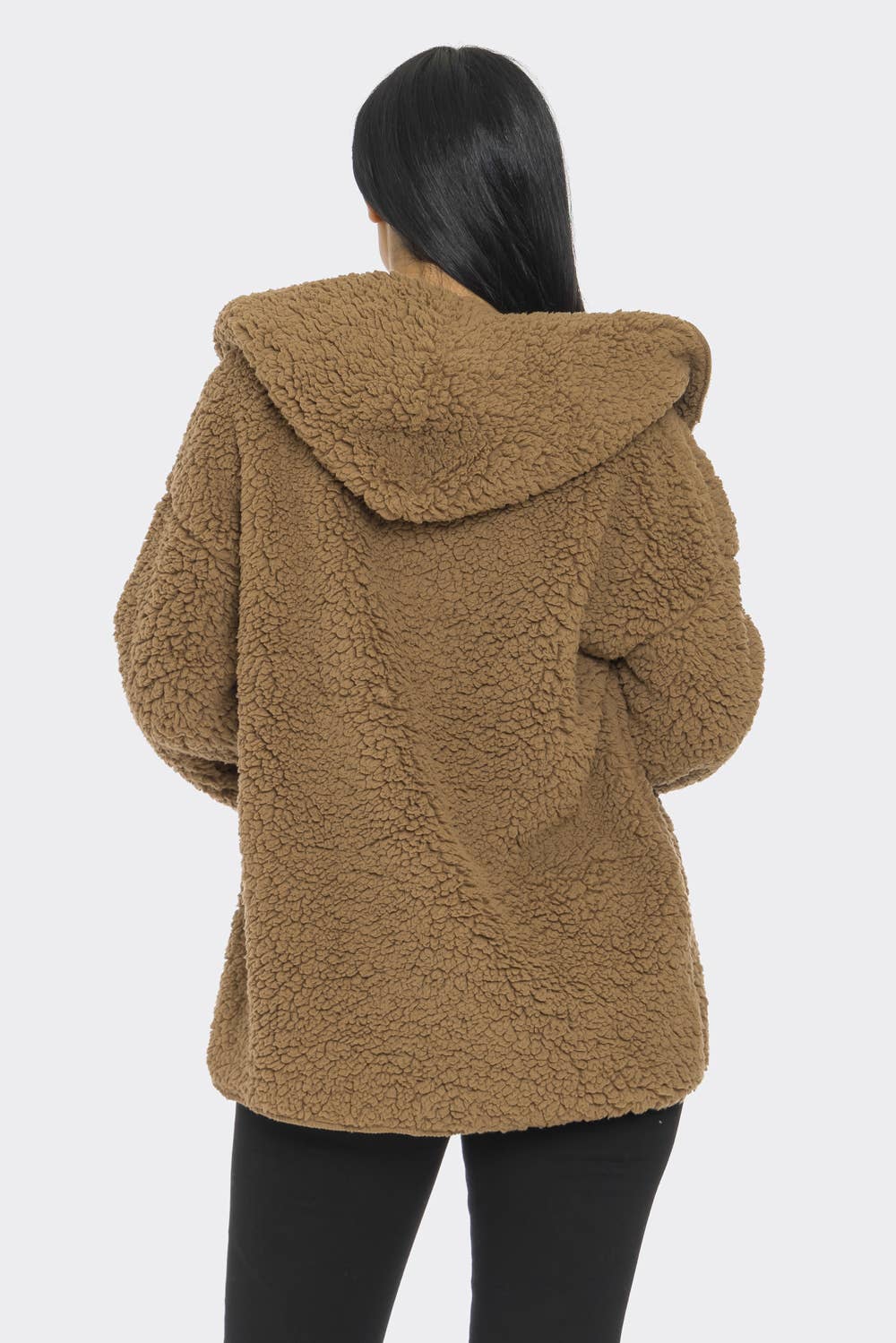 Lime All the Time - Wholesale Jacket - Women's - Teddy Bear Pattern Fluffy Fuzzy Fur Hoodie Jacket5