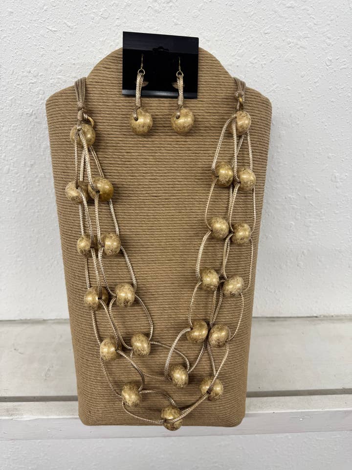 4 STRANDS ADJUSTABLE NATURAL WAX CORD WITH NATURAL BALLS WIT for wholesale by International Duru's