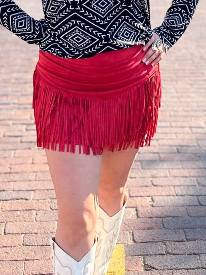 Sterling Kreek – Saia - Mulher por atacado – Saia com Franjas Vermelha Fort Worth3