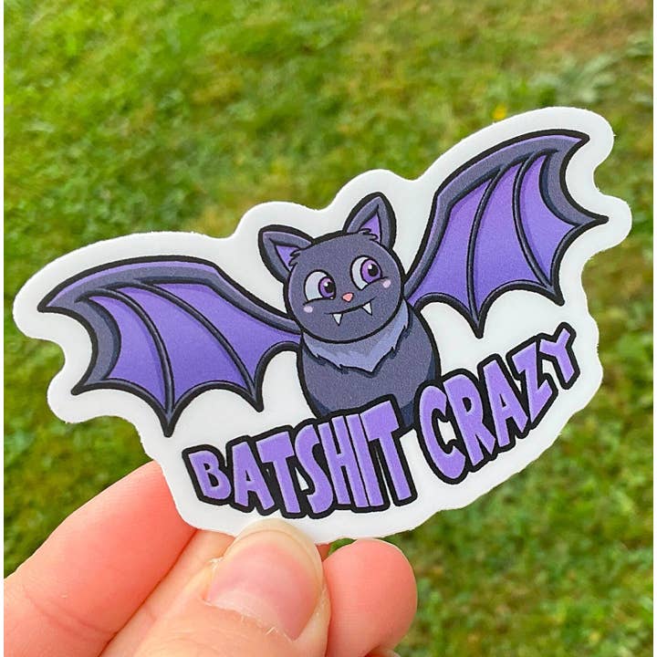 Batshit Crazy Halloween 3 Inch Waterproof Vinyl Sticker for wholesale by Summer Break Studio