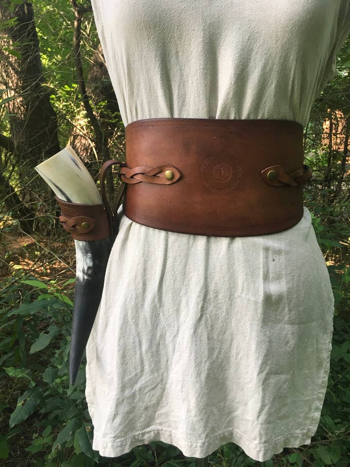 Customizable Braided Leather Waist Cincher Corset Belt for wholesale by Frost & Ember Creations, LLC