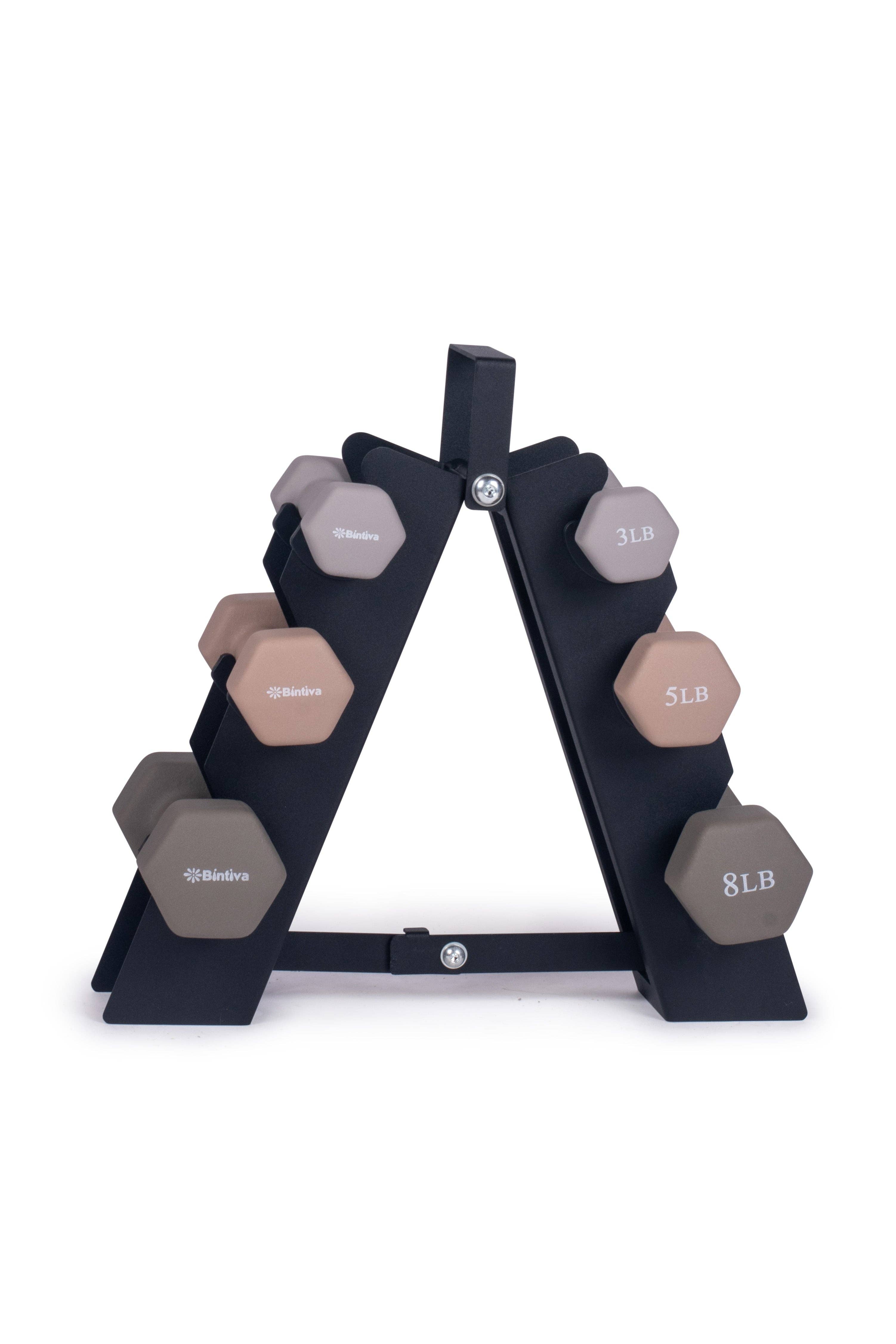 Bintiva - Wholesale Fitness Equipment - Rack Sets: Neoprene Hexagon shaped dumbbells - Earth Tones2