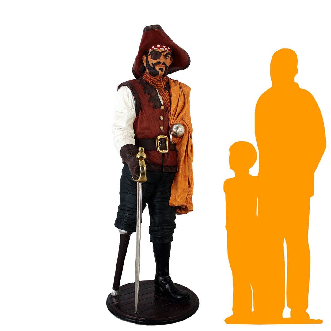 LM Treasures - Wholesale Costume - Unisex - Pirate Captain Wooden Leg Life Size Statue1