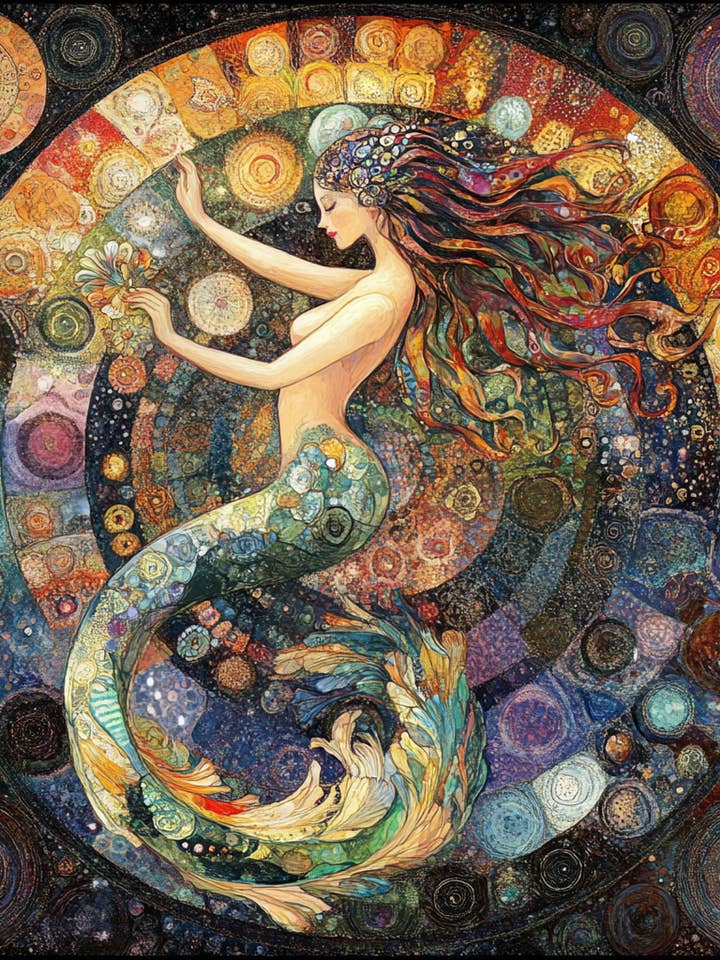 Autumn Mermaid Tambourine and Ribbon Wall Accent for wholesale by Bodhi Leaf Market