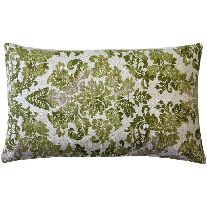 Calliope Green Damask Pattern Throw Pillow, 12"x20" for wholesale by Pillow Decor