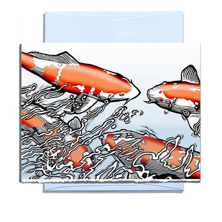 Orange Koi, Blue Envelope for wholesale by Daniel Joseph Durkin Illustrations