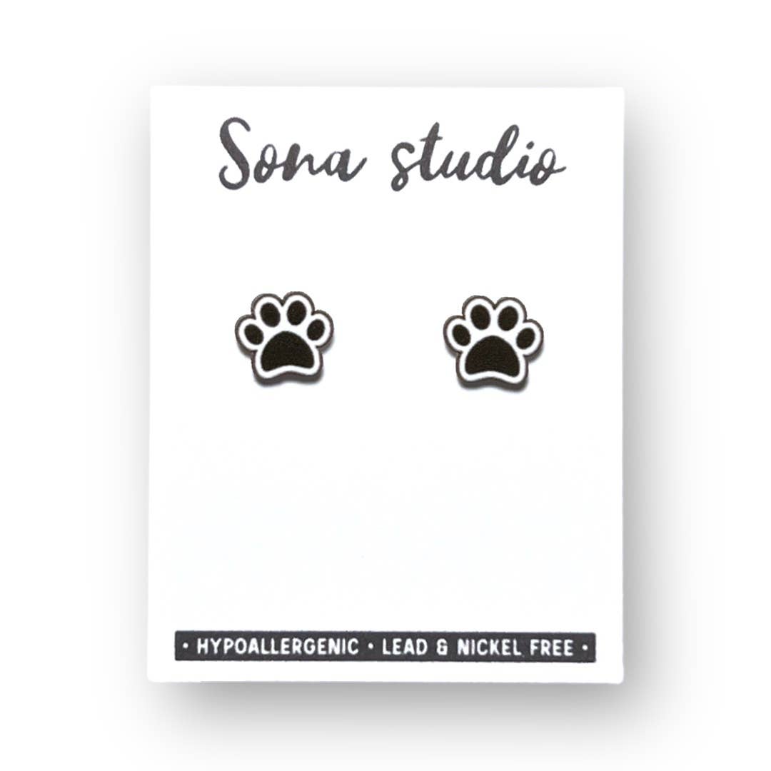 Sona Studio - Wholesale Stud/Post Earrings - Paw Print Earrings
